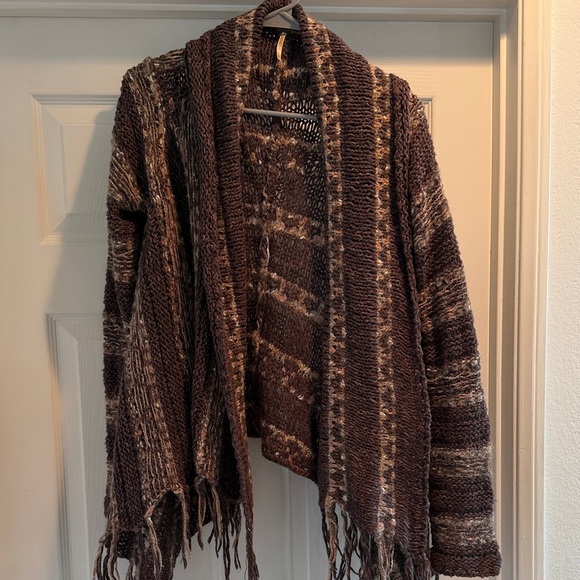 Free People Sweaters - Free People Brown and Cream Knit Cardigan